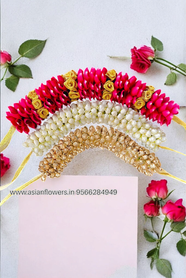 Red, gold, white, braids/veni (207)