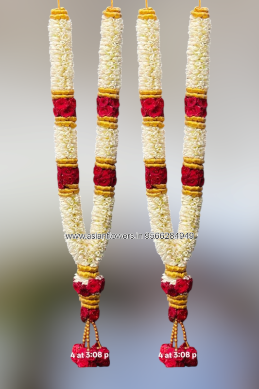 Tuberose and Mirabel Rose,Gold tep Garland (19)