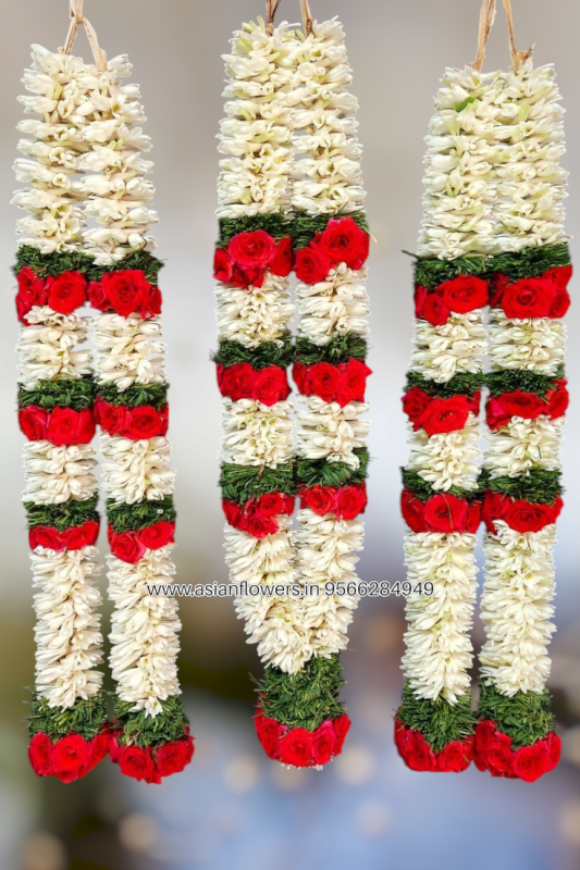 Tuberose red rose and green garland (30)