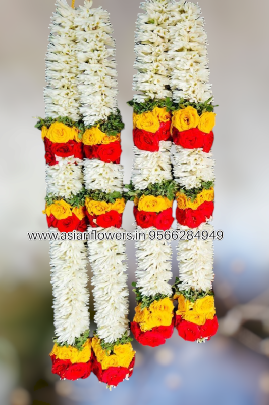 Tuberose red, yellow,green garland (31)