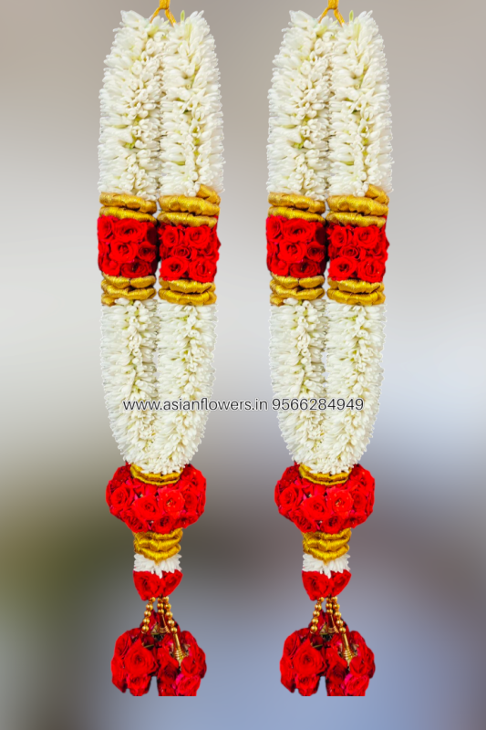 Tuberose red and gold Garland (36)