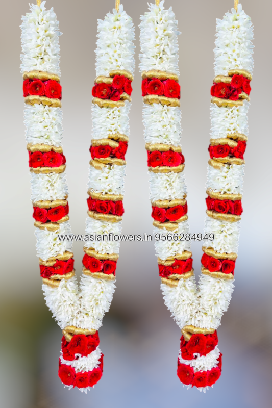 Tuberose,red and gold Garland (38)