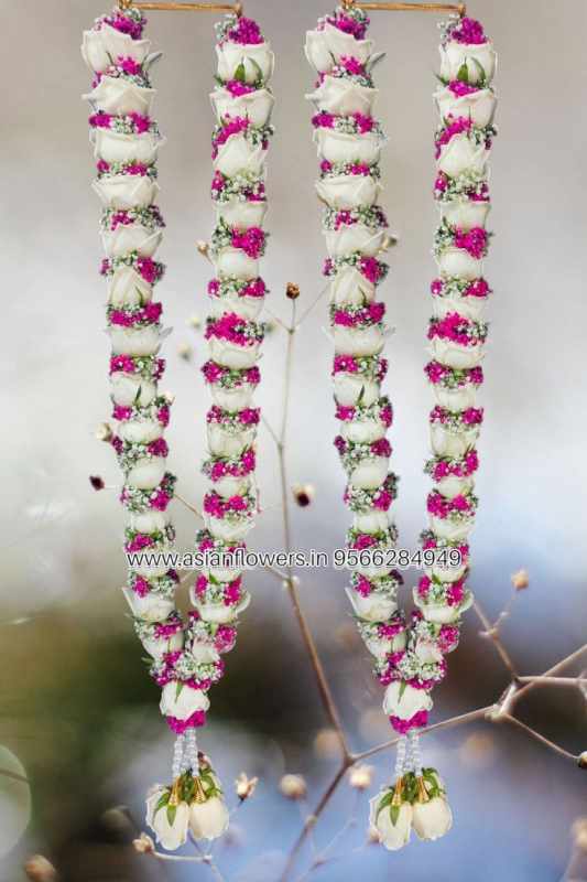 White rose with gypsy garland, White and pink (2)