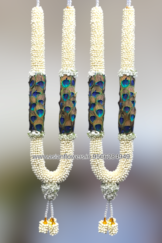 Pinwheel peacock feather garland (65)