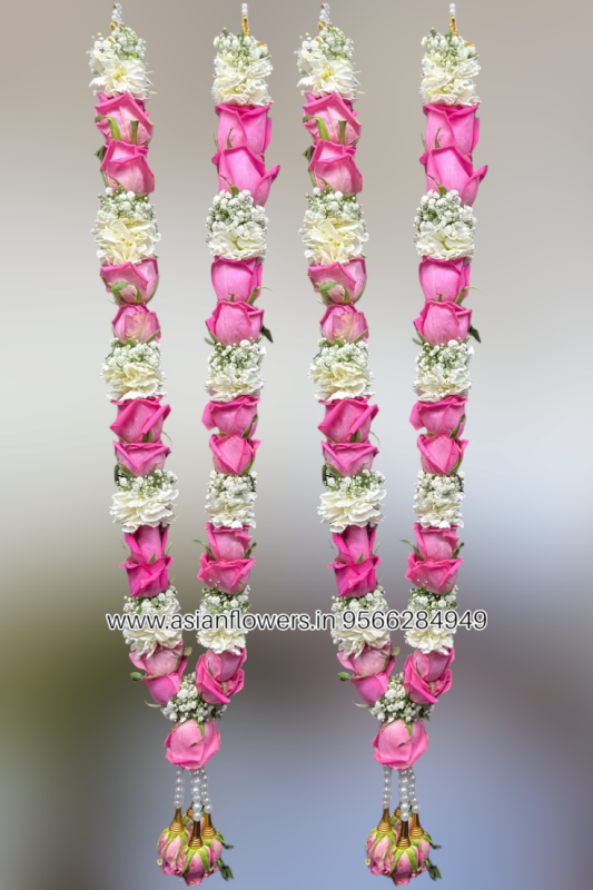 Pink rose with carnition garland (88)