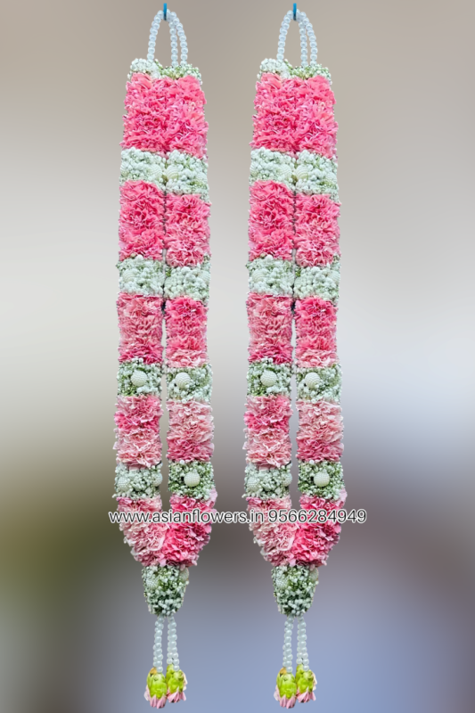 Pink carnation White pearls Garland (94)