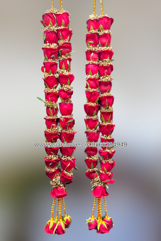 Red rose with gold gypsy Garland (144)