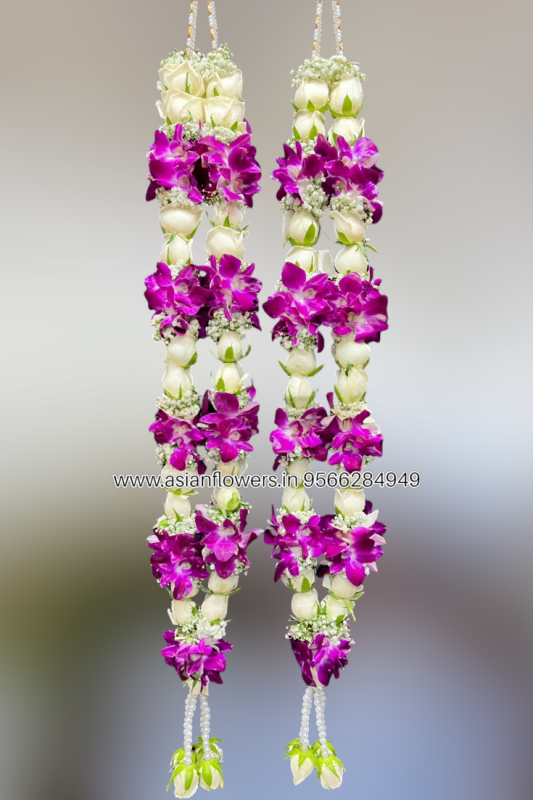 White rose,gypsy orchid Garland (148)