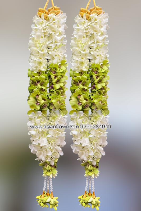 White and green orchid Garland (150)