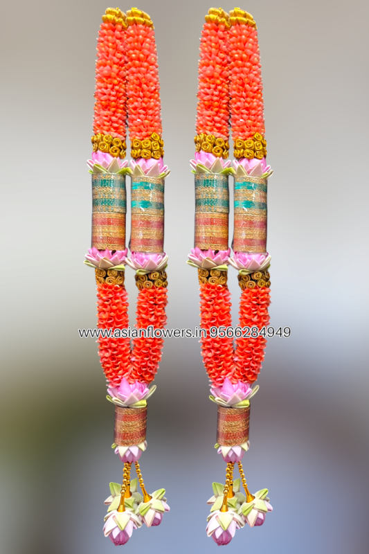 Orange petals with bangle,Lotus Garland (153)