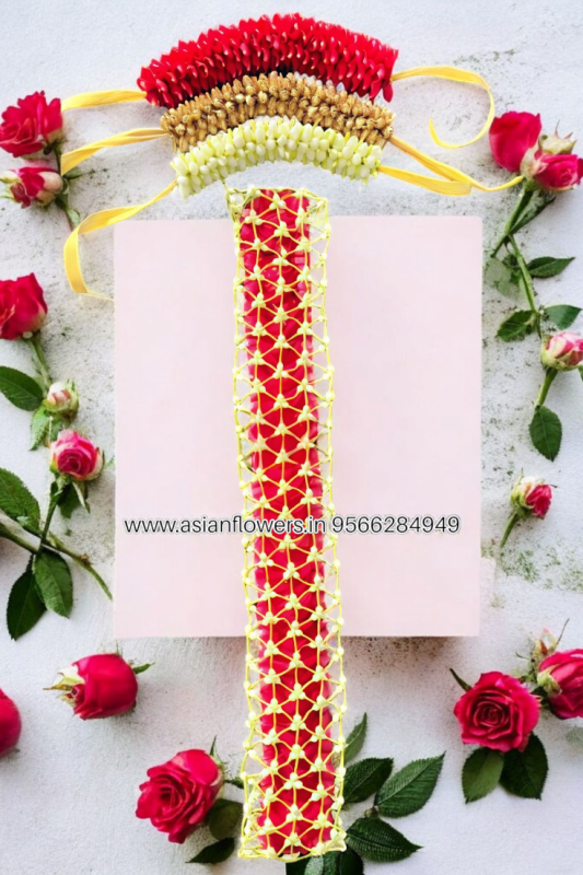 Red, gold, white,veni and net Braids (160)