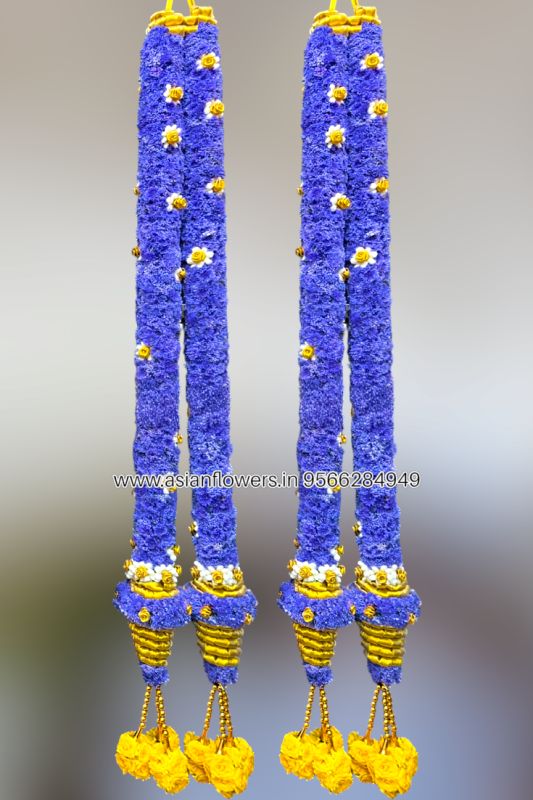Blue desi golden white dart garland (201)