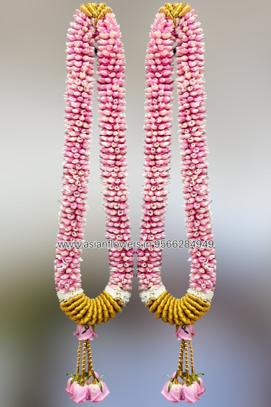 Tuberose with pink petals rolling theri Garland (203)