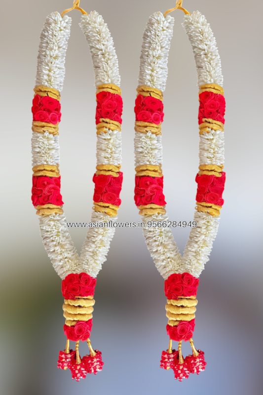 Red and gold, tuberose Garland (206)