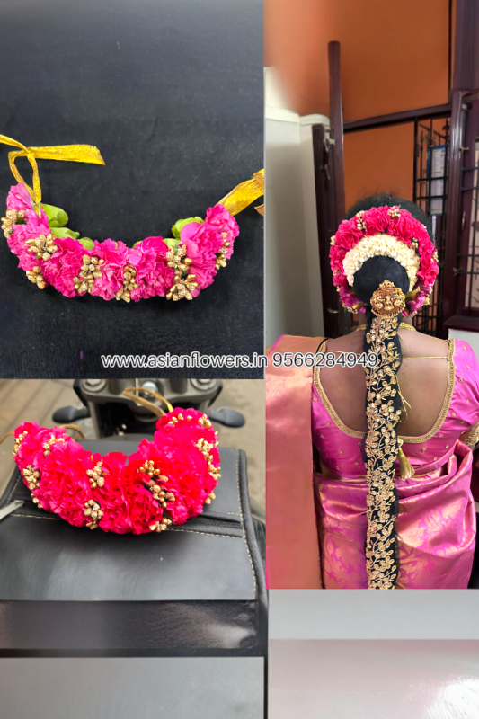 Pink and Red carnation braids/ veni (209)