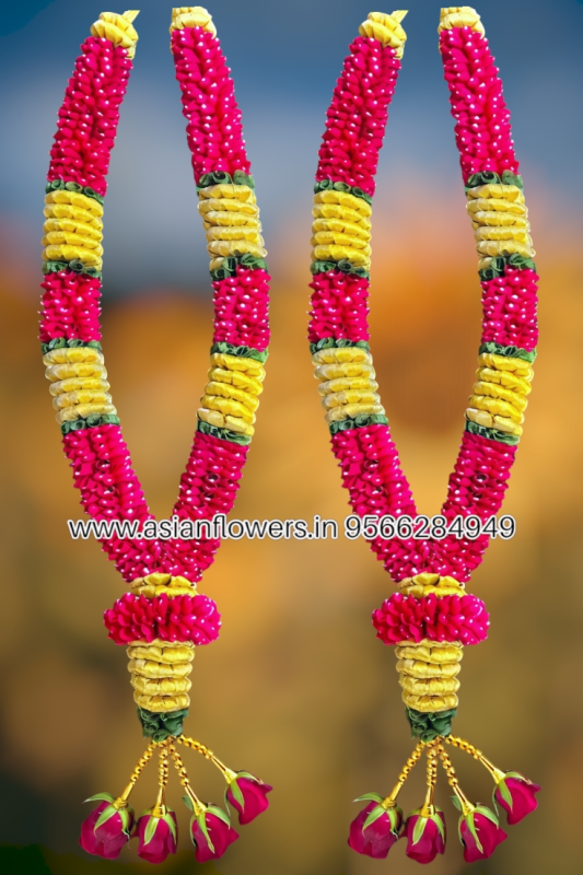 Red petals with gold tape Garland (245)