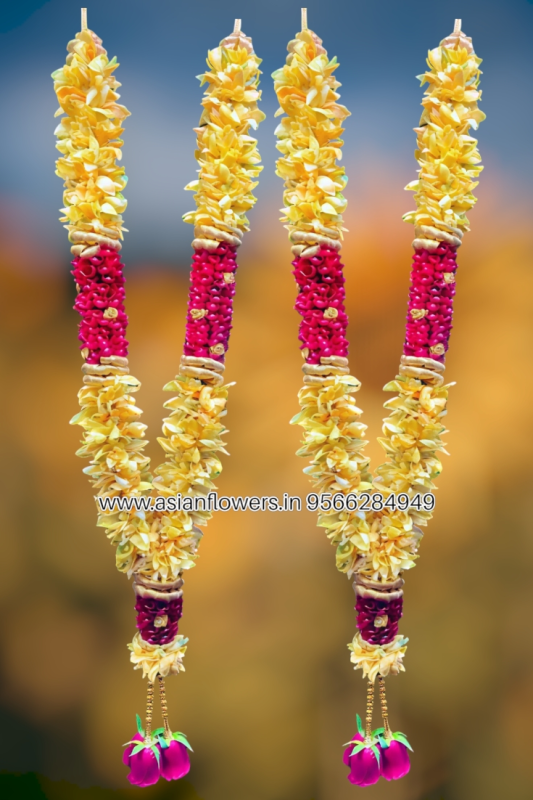 Senbaga poo with red petals garland (264)
