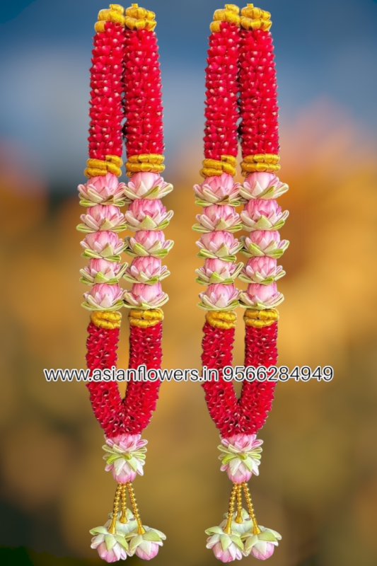 Lotus with Red petal Garland (265)