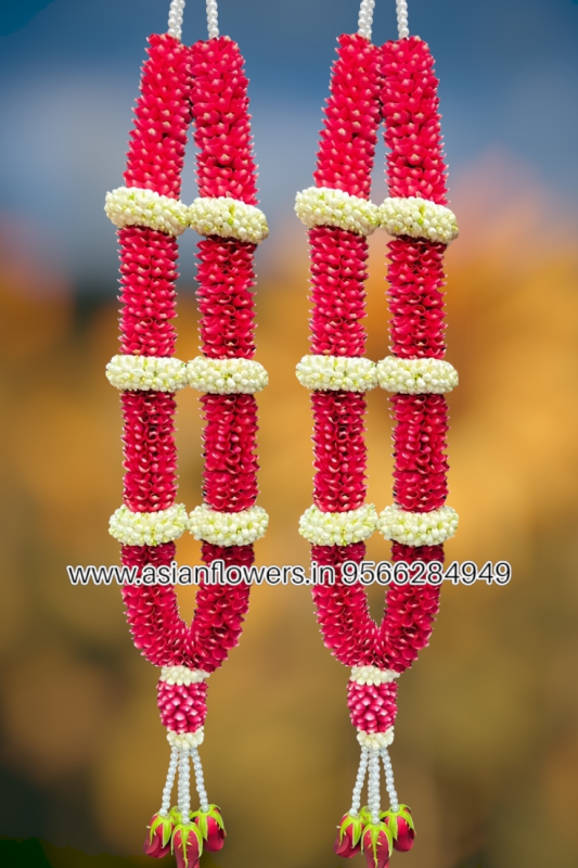 Red petals with white ring Garland (273)