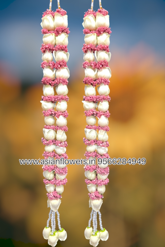 White rose with Pink gypsy Garland (276)