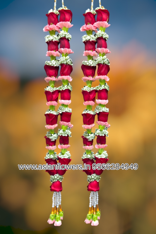 Red rose with Pink carnition Garland (281)
